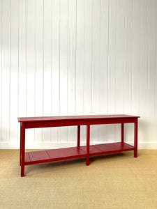 The Tradesmen Table With Shelf - Painted English Country Pine Hall Table 7ft