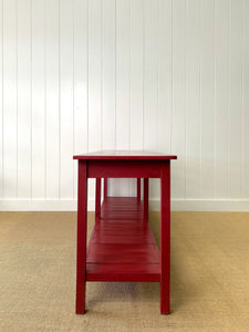 The Tradesmen Table With Shelf - Painted English Country Pine Hall Table 7ft