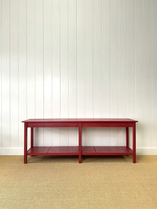 The Tradesmen Table With Shelf - Painted English Country Pine Hall Table 7ft