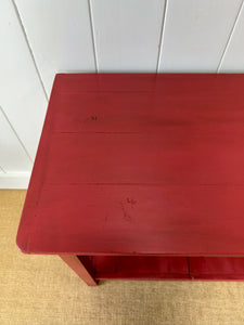 The Tradesmen Table With Shelf - Painted English Country Pine Hall Table 7ft