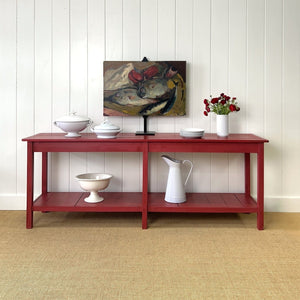 The Tradesmen Table With Shelf - Painted English Country Pine Hall Table 7ft