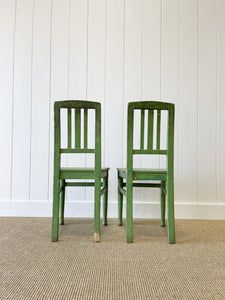 A Pair of Green Painted Scandinavian Pine 19th Century Hall Chairs