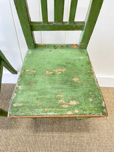 A Pair of Green Painted Scandinavian Pine 19th Century Hall Chairs