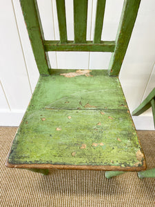 A Pair of Green Painted Scandinavian Pine 19th Century Hall Chairs