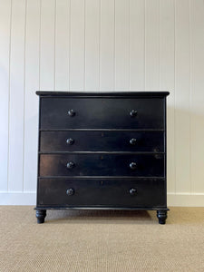 A Large English Ebonized Pine Black Chest of Drawers Dresser c1890