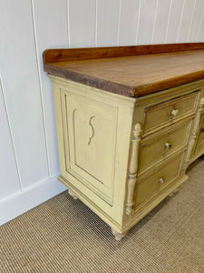 An English Country Pine Painted Sideboard Buffet c1840