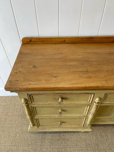 An English Country Pine Painted Sideboard Buffet c1840