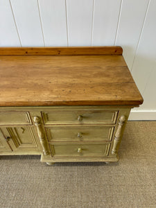 An English Country Pine Painted Sideboard Buffet c1840