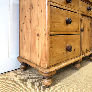 An English Country 7 Drawer Pine Buffet or Sideboard