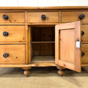 An English Country 7 Drawer Pine Buffet or Sideboard