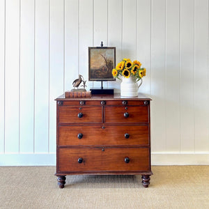 An Antique English Mahogany Chest of Drawers Dresser Tulip Feet c1890