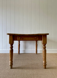 Vintage English Country Pine Waxed 4ft Dining Harvest Table