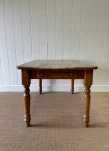 Vintage English Country Pine Waxed 4ft Dining Harvest Table