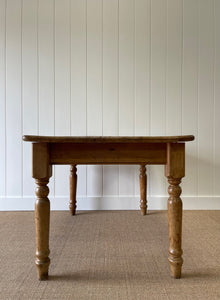 Vintage English Country Pine Waxed 4ft Dining Harvest Table