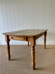 Vintage English Country Pine Waxed 4ft Dining Harvest Table