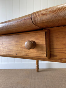Vintage English Country Pine Waxed 4ft Dining Harvest Table