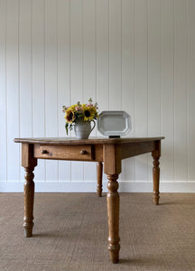 Vintage English Country Pine Waxed 4ft Dining Harvest Table
