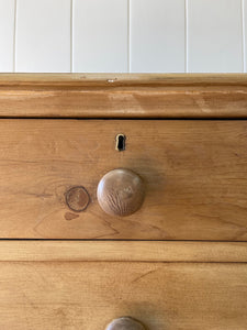 An Antique English Pine Chest of Drawers Dresser with Wooden Knobs c1880