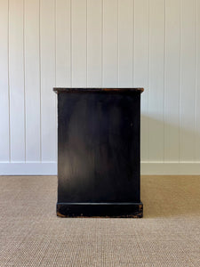 A Low English Ebonized Black Chest of Drawers Dresser c1890