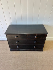 A Low English Ebonized Black Chest of Drawers Dresser c1890