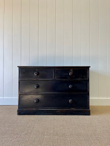 A Low English Ebonized Black Chest of Drawers Dresser c1890