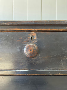 A Low English Ebonized Black Chest of Drawers Dresser c1890