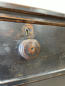 A Low English Ebonized Black Chest of Drawers Dresser c1890