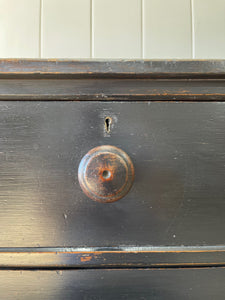 A Low English Ebonized Black Chest of Drawers Dresser c1890