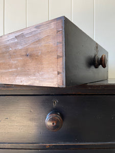 A Low English Ebonized Black Chest of Drawers Dresser c1890