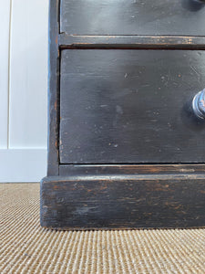 A Low English Ebonized Black Chest of Drawers Dresser c1890
