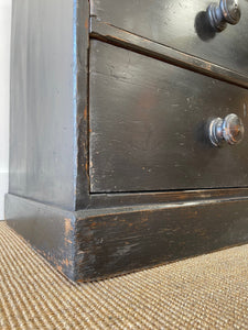 A Low English Ebonized Black Chest of Drawers Dresser c1890