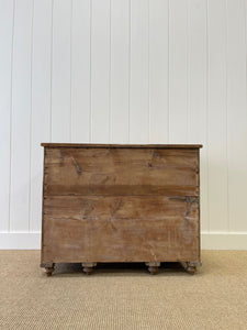 An Antique English Pine Pedestal Desk or Sideboard c1890 with Wooden Knobs