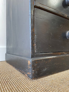 A Low English Ebonized Black Chest of Drawers Dresser c1890