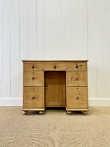 An Antique English Pine Pedestal Desk or Sideboard c1890 with Wooden Knobs