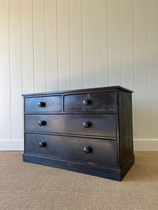 A Low English Ebonized Black Chest of Drawers Dresser c1890