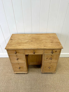 An Antique English Pine Pedestal Desk or Sideboard c1890 with Wooden Knobs