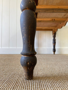 An English Pine Console or Work Table with Scalloped Apron c1870 and Old Paint
