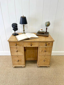 An Antique English Pine Pedestal Desk or Sideboard c1890 with Wooden Knobs