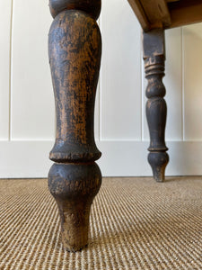 An English Pine Console or Work Table with Scalloped Apron c1870 and Old Paint