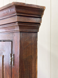 A Very Charming Georgian Oak Country Made Hanging Corner Cupboard c1800