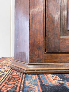 A Very Charming Georgian Oak Country Made Hanging Corner Cupboard c1800