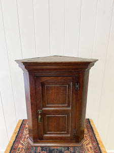 A Very Charming Georgian Oak Country Made Hanging Corner Cupboard c1800