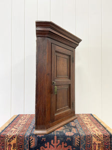 A Very Charming Georgian Oak Country Made Hanging Corner Cupboard c1800