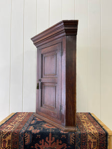 A Very Charming Georgian Oak Country Made Hanging Corner Cupboard c1800