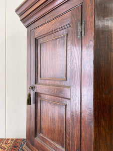 A Very Charming Georgian Oak Country Made Hanging Corner Cupboard c1800