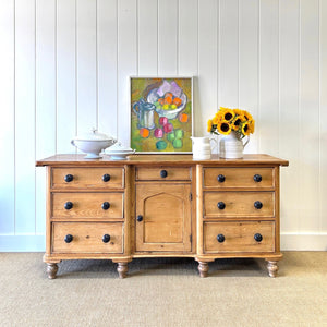 A Large English Country 7 Drawer Pine Buffet or Sideboard