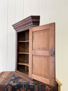 A Very Charming Georgian Oak Country Made Hanging Corner Cupboard c1800