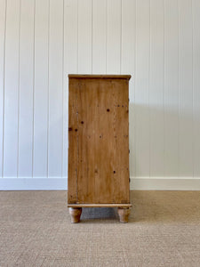 An Antique English Pine Chest of Drawers Dresser with Wooden Knobs