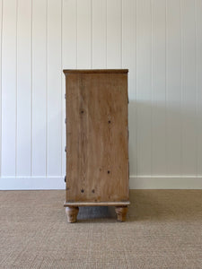 An Antique English Pine Chest of Drawers Dresser with Wooden Knobs