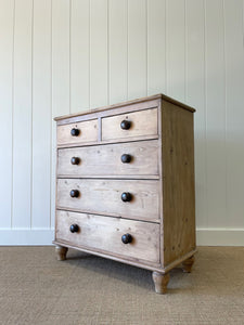 An Antique English Pine Chest of Drawers Dresser with Wooden Knobs